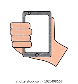 hand holding smartphone device technology