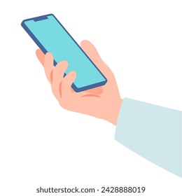 Hand holding smartphone from diagonal side
