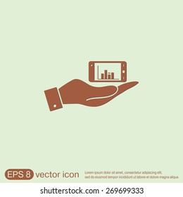 hand holding a smartphone with diagram.