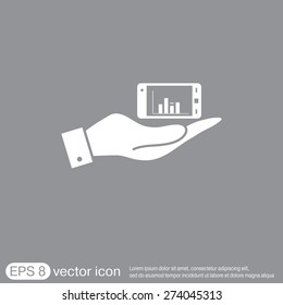 hand holding a smartphone with diagram.