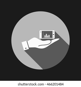 hand holding a smartphone with diagram.