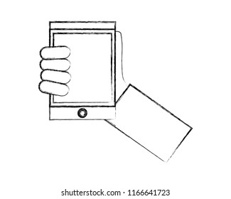 hand holding smartphone digital device