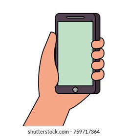 hand holding smartphone digital technology