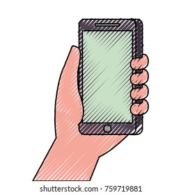 hand holding smartphone digital technology