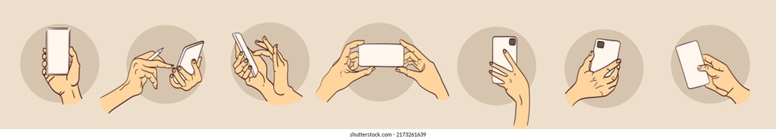 Hand holding smartphone, empty screen, phone mockup, application on touch screen device.