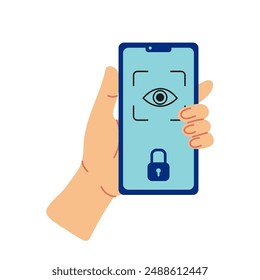 Hand Holding Smartphone With Eye Scan Feature