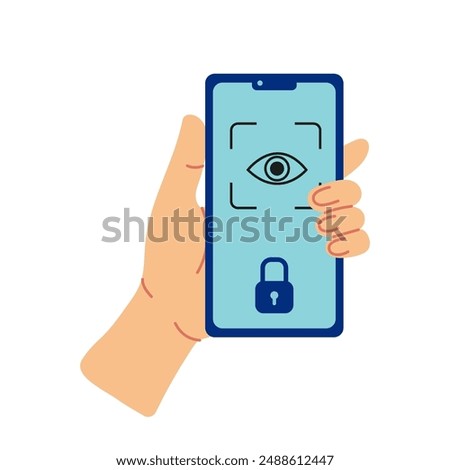 Hand Holding Smartphone With Eye Scan Feature