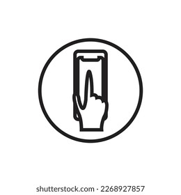 Hand holding smartphone flat style icon design, Digital technology communication social media internet web and wireless theme Vector illustration