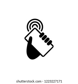 Hand holding a smartphone with free wifi wireless connection vector