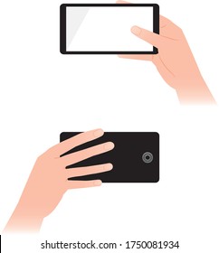 Hand holding smartphone. front and back