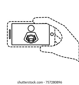 hand holding smartphone gps navigation driver with steering wheel