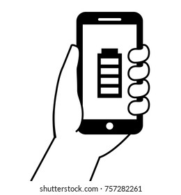 hand holding smartphone gps navigation energy battery