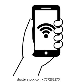 hand holding smartphone gps navigation wifi signal