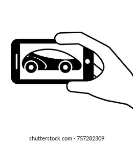 hand holding smartphone gps navigation car vehicle