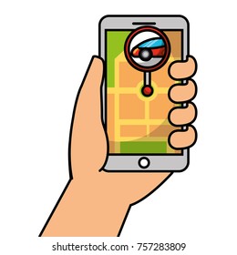hand holding smartphone gps navigation car road marker