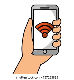 hand holding smartphone gps navigation wifi signal