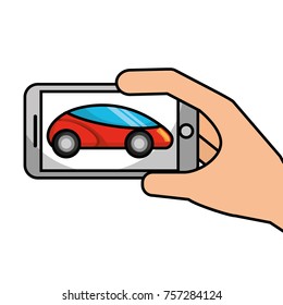 hand holding smartphone gps navigation car vehicle