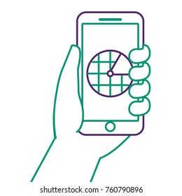 hand holding smartphone gps navigation screen