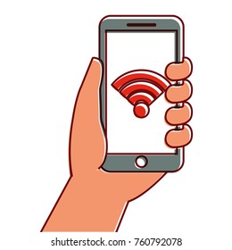 hand holding smartphone gps navigation wifi signal