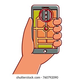 hand holding smartphone gps navigation street