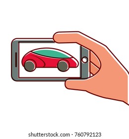 hand holding smartphone gps navigation car vehicle