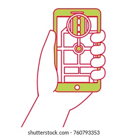 hand holding smartphone gps navigation street