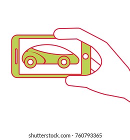 hand holding smartphone gps navigation car vehicle