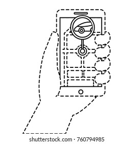 hand holding smartphone gps navigation car vehicle