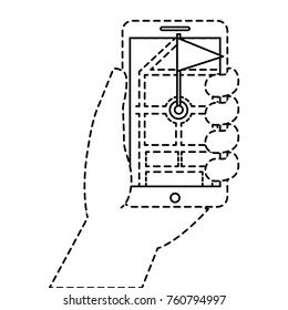 hand holding smartphone gps navigation flag pointer