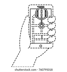 hand holding smartphone gps navigation street