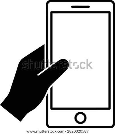 Hand holding smartphone horizontally for content viewing with blank screen for copy space vector illustration