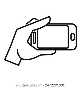 Hand holding a smartphone horizontally, using it to take a picture