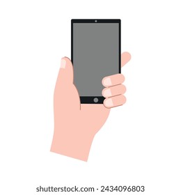 Mano sosteniendo el teléfono inteligente horizontal y verticalmente, con la pantalla en blanco mostrada