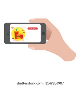 Hand holding a smartphone icon