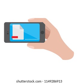 Hand holding a smartphone icon