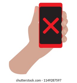 Hand holding a smartphone icon