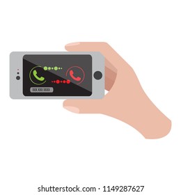Hand holding a smartphone icon