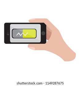 Hand holding a smartphone icon