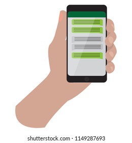 Hand holding a smartphone icon