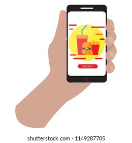 Hand holding a smartphone icon