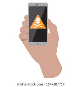 Hand holding a smartphone icon