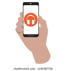 Hand holding a smartphone icon