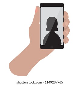 Hand holding a smartphone icon