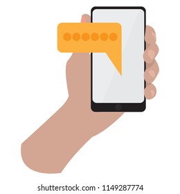 Hand holding a smartphone icon