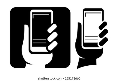 icono de mano con smartphone