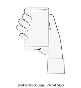hand holding smartphone icon image