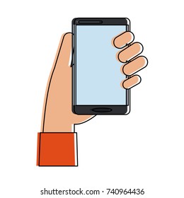 hand holding smartphone icon image