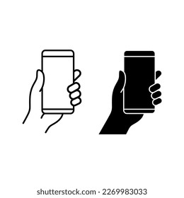 hand holding smartphone icon symbol