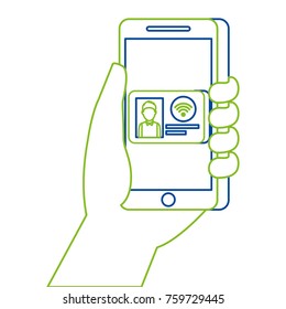 hand holding smartphone with id card online commerce