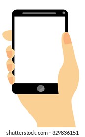 Hand - Holding Smartphone, isolated on white
